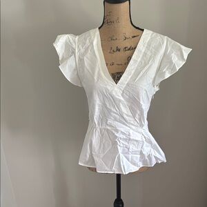 J. Crew size 6 Chic White Ruffle Sleeve Blouse